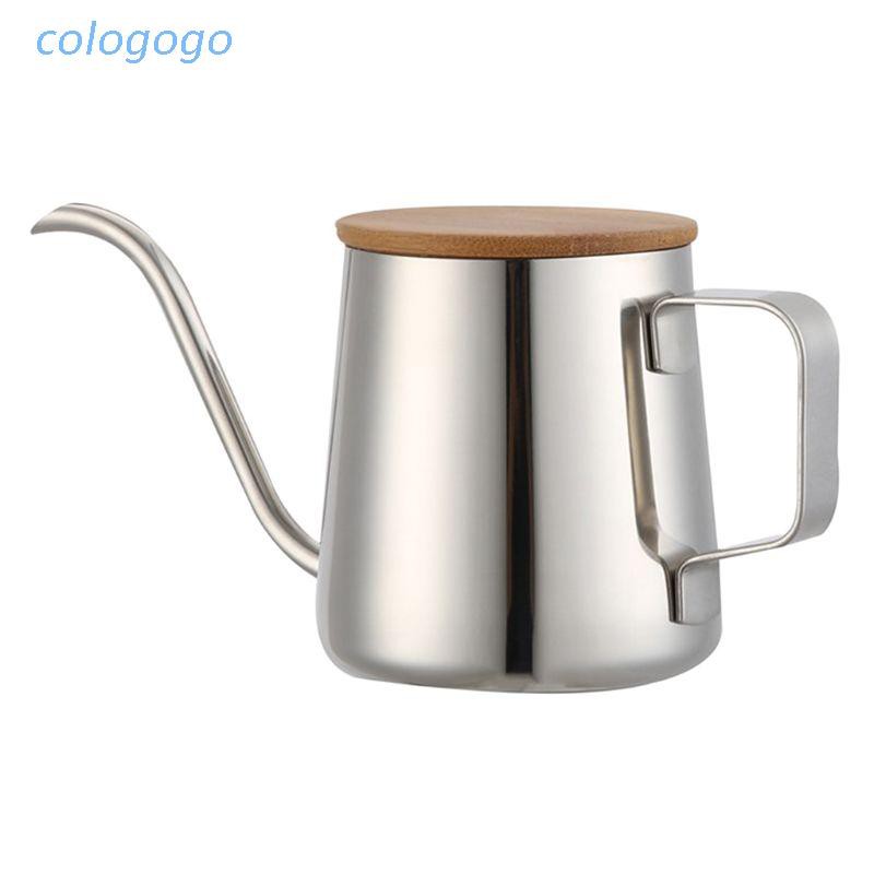 COLO  350Ml Long Narrow Spout Coffee Pot Gooseneck Kettle Stainless Steel Hand Drip Kettle Pour Over Coffee And Tea Pot With Wooden