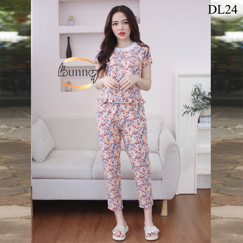 QUẦN ÁO MẶC NHÀ CHẤT LIỆU LỤA HÀN, ĐỒ MẶC NHÀ SAU SINH FOM DÁNG ĐẸP HỌA TIẾT HOA LÁ XINH