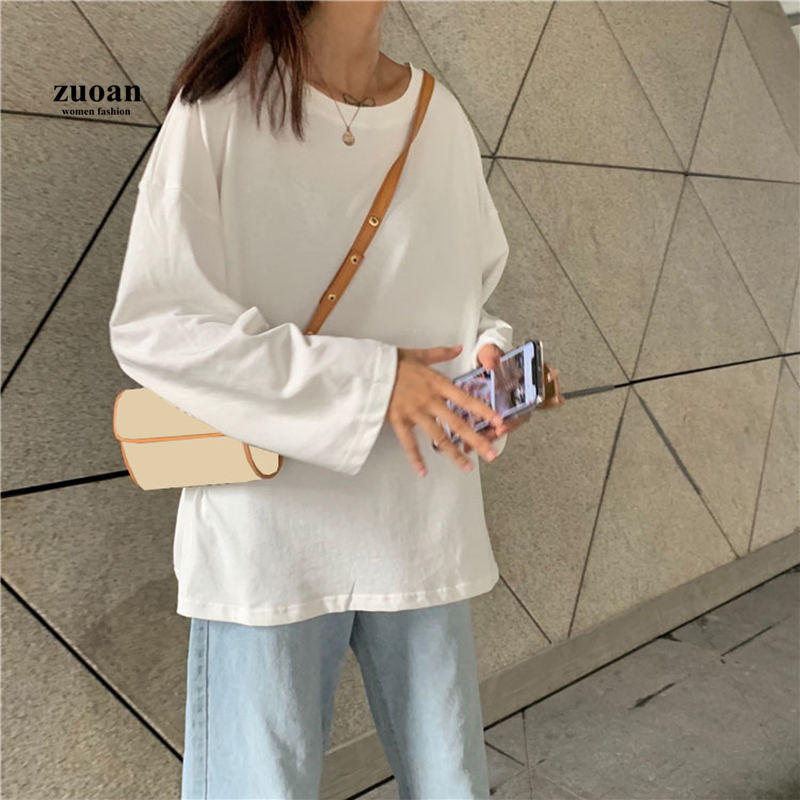 Áo thun nữ SUXI tay dài màu trơn Hàn Quốc