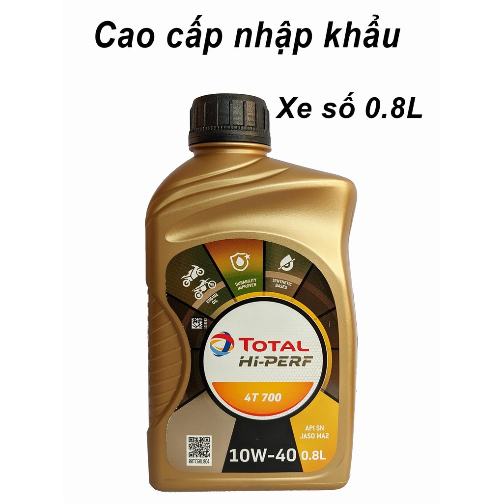 Nhớt Total Hi-PERF 10W40 Nhập Khẩu Cho Xe Số Và Côn Tay Cao Cấp (0.8L)