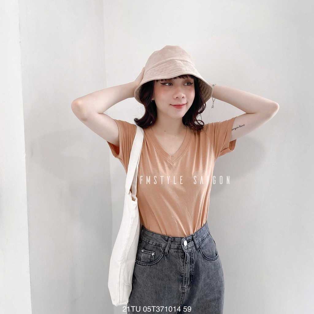 Áo Thun Trơn Nữ Cổ V - Cổ Tròn Nữ Basic 100% Cotton Thoáng Mát, Thấm HÚt Mồ Hôi. | BigBuy360 - bigbuy360.vn