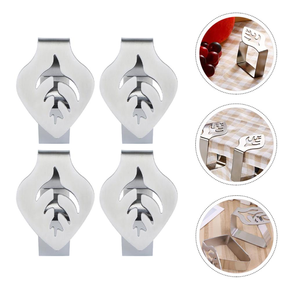 Set 1 / 4 Kẹp Khăn Trải Bàn Bằng Thép Không Gỉ Hình Chiếc Lá