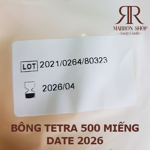 Bông tẩy trang TETRA 600 miếng - 500 miếng [Hàng Pháp - DATE 2026]