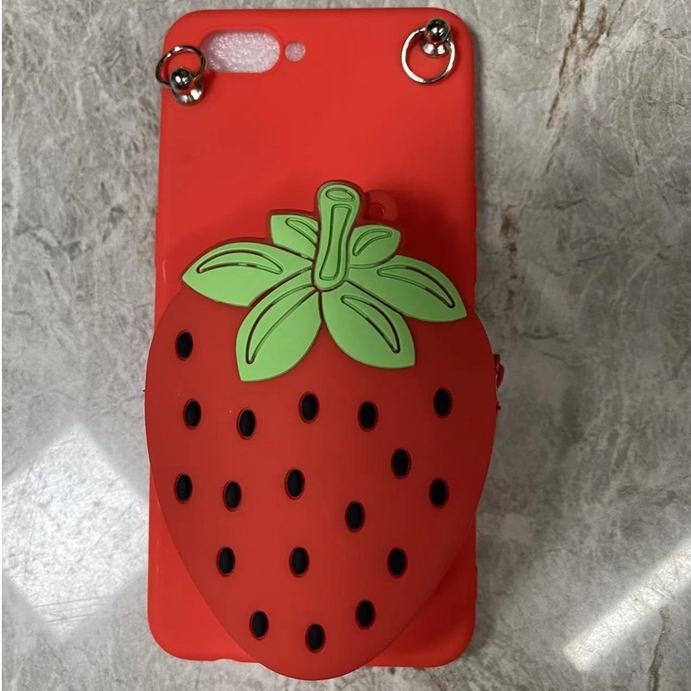 Ốp điện thoại mềm có dạng ví hình dâu / dứa / bơ iPhone 11 pro xr xs x max 6 6s 7 8 plus