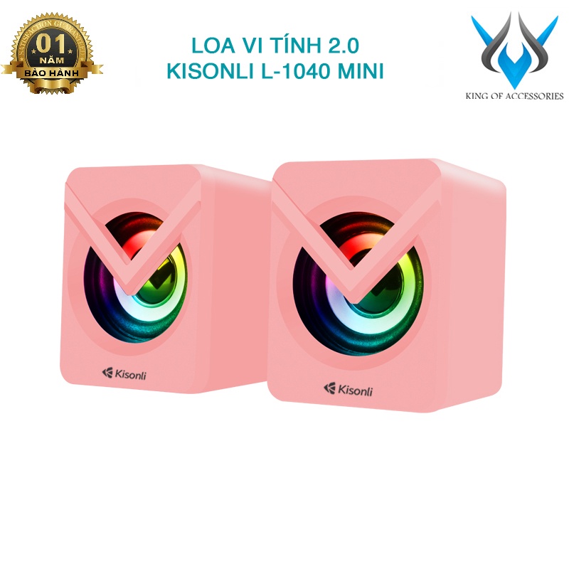 Loa vi tính 2.0 mini Kisonli L-1040 led RGB - hồng siêu kute (hồng) Phụ kiện 1986