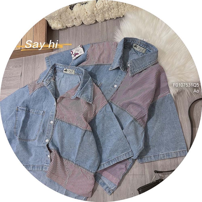 Áo sơ mi jeans croptop tay ngắn dễ thương nhiều mẫu VIENS STORE