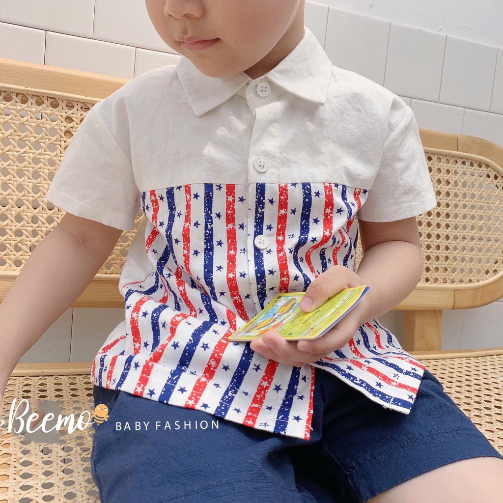 Bộ quần áo sơ mi Marvel cho bé trai Beemo, Chất liệu thô Hàn mềm mại kết hợp quần bò xịn xò B110