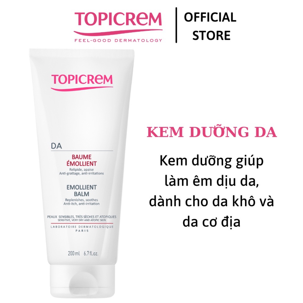 Kem dưỡng giúp làm êm dịu da dành cho da khô và da cơ địa - TOPICREM AD Emollient Balm 200ml