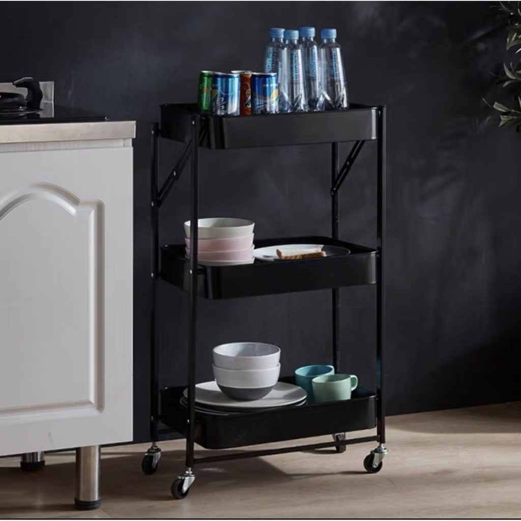 KỆ ĐỂ ĐỒ GẤP GỌN THÔNG MINH 3 TẦNG CÓ BÁNH XE