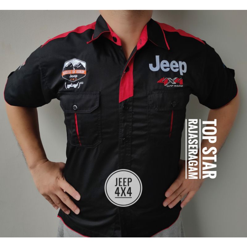 Áo Sơ Mi Thêu Họa Tiết Jeep 4X4 Cá Tính