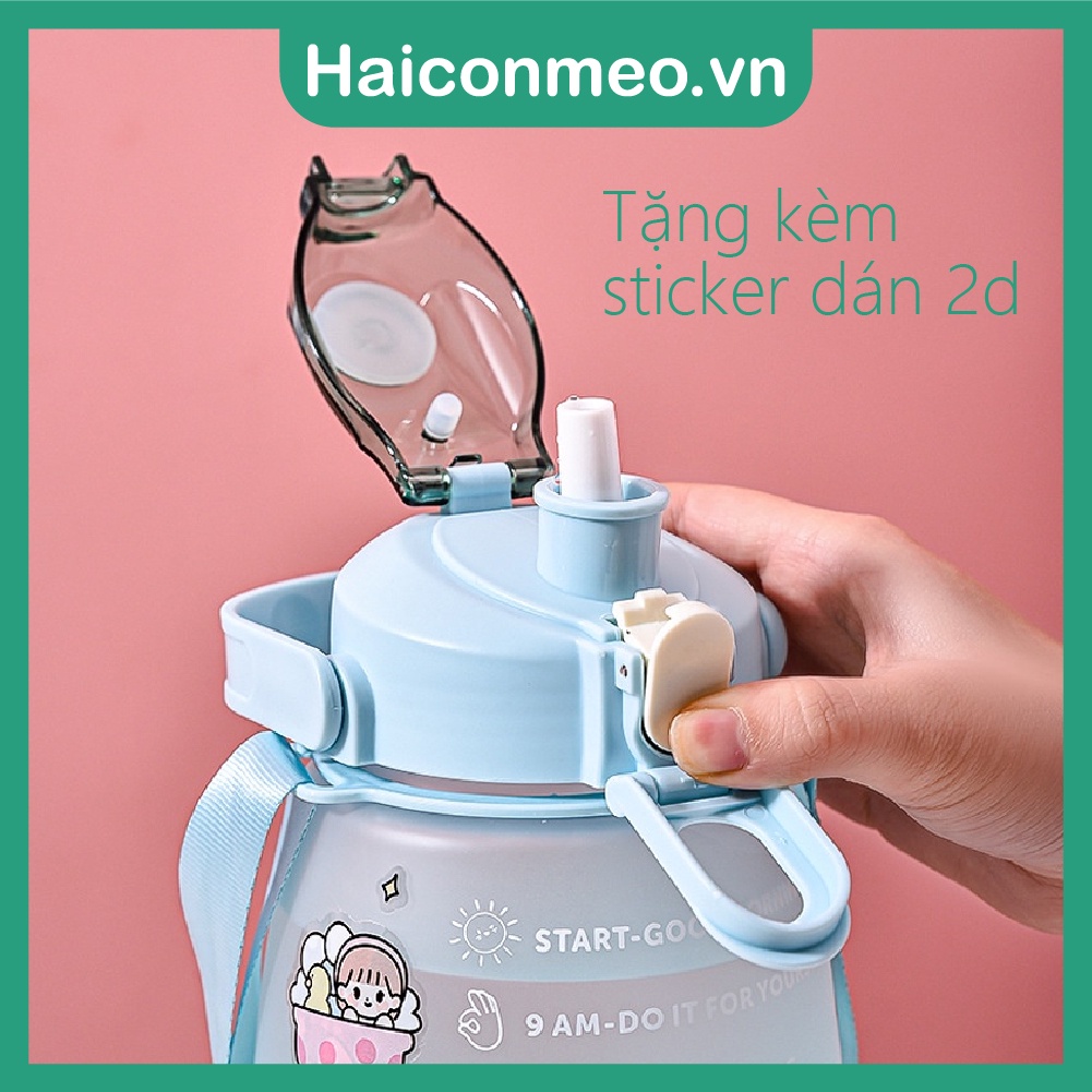 Bình đựng nước cho bé an toàn kèm ống hút và dây đeo tiện lợi 1200ml