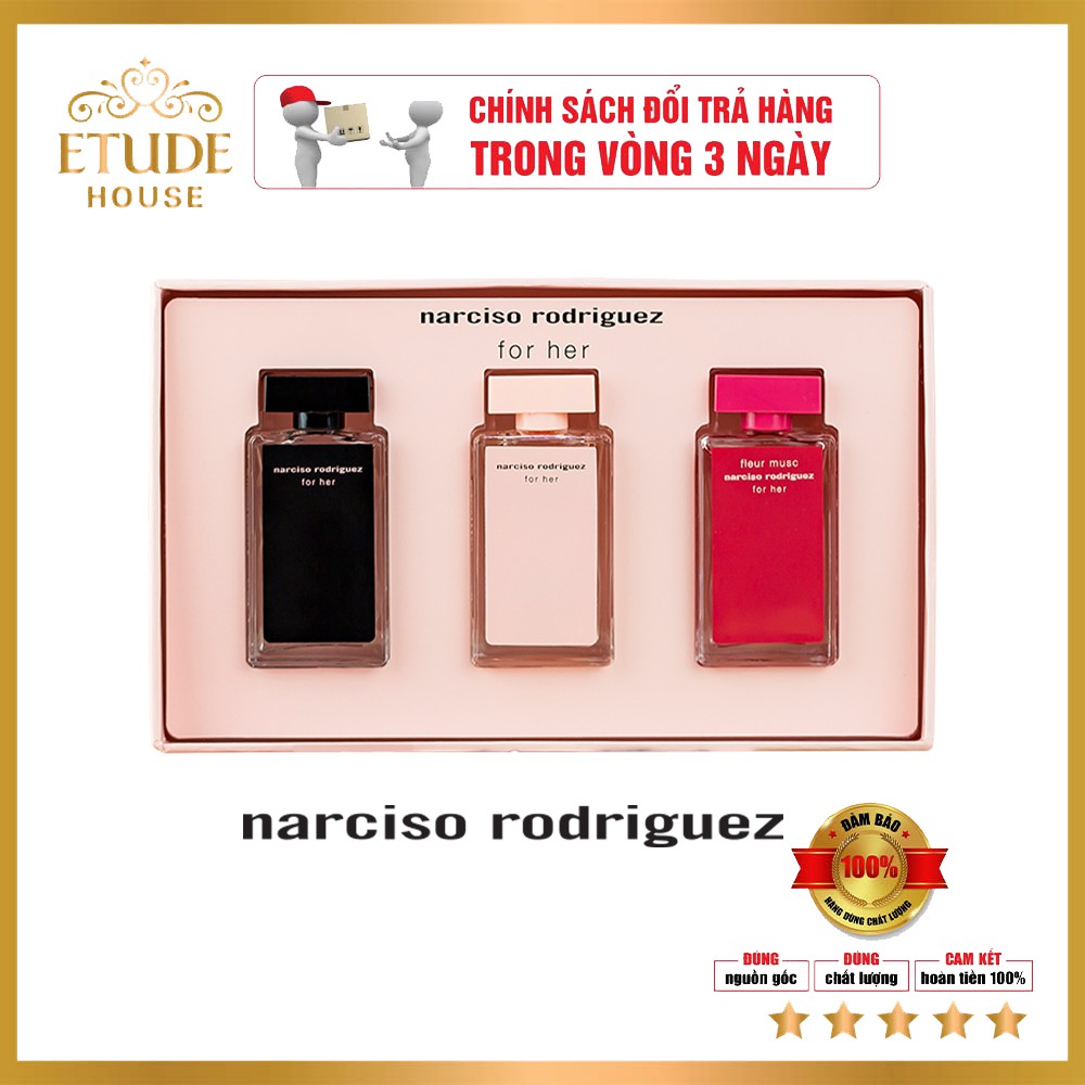 <CÓ BÁN LẺ TỪNG CHAI VÀ CẢ BỘ> Bộ 3 chai nước hoa Narciso Rodriguez For Her. phong cách trẻ trung đến vẻ quyến rũ,