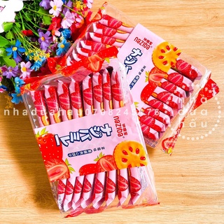 Một gói Bánh qui kẹp nhân mứt dâu Naziba Hongkong gói lớn 288gam gồm 16 gói nhỏ