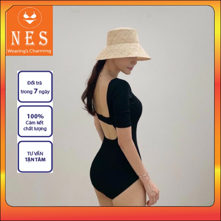 Đồ bơi nữ 1 mảnh bikini đi biển ngắn đùi khoét lưng sang chảnh Bikini đồ bơi nữ đi biển 1 mảnh hở lưng quyến rũ Nes