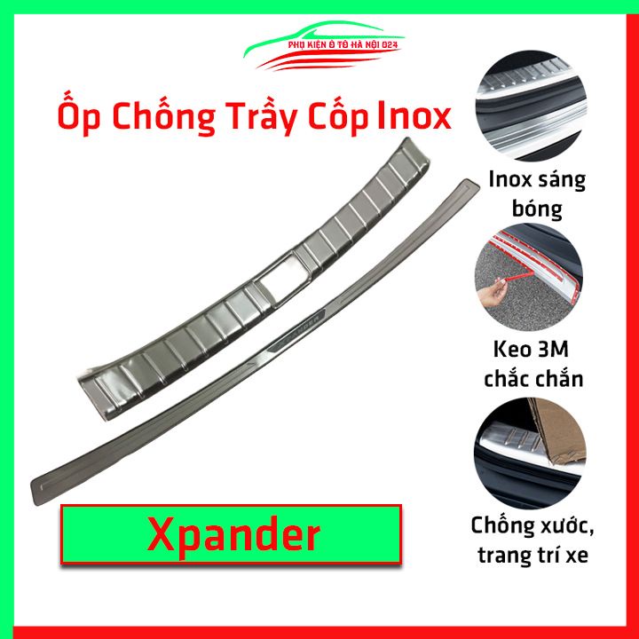 Ốp chống trầy cốp Mitsubishi Xpander inox sáng bóng