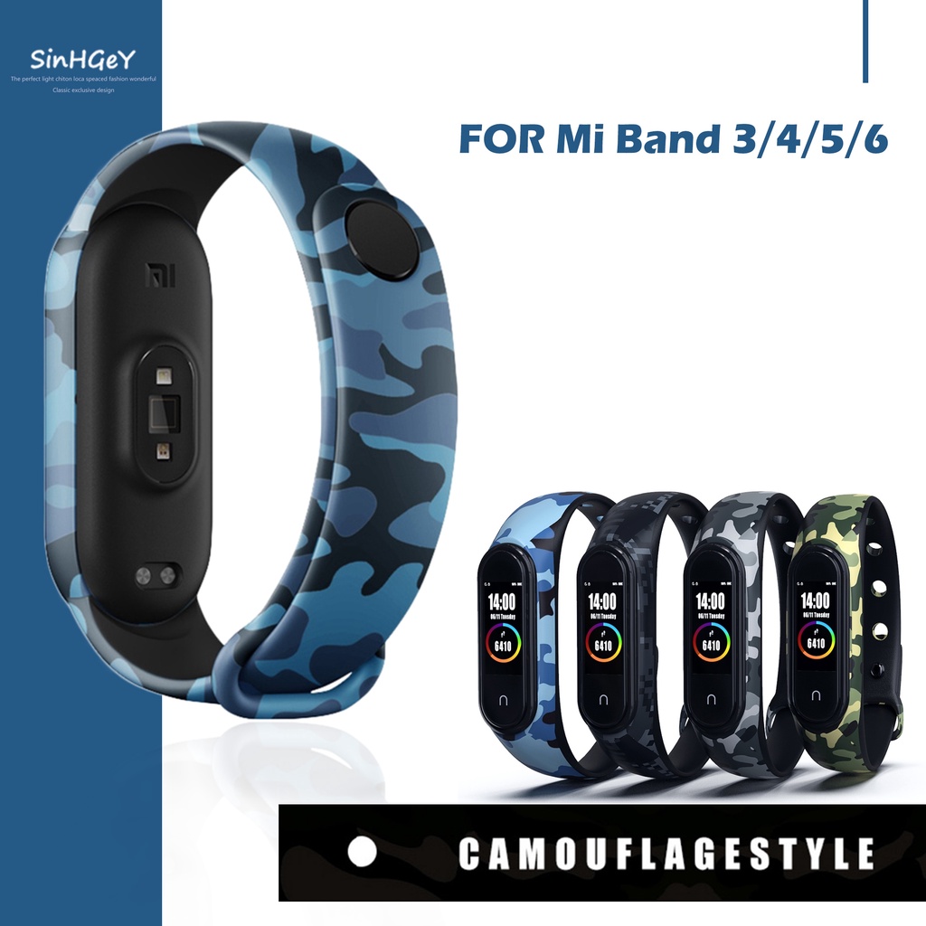 Dây Đeo Thay Thế Chất Liệu Silicon Hoạ Tiết Rằn Ri Cho Xiaomi Mi Band 3 / 4 Mi Band 5 / 6