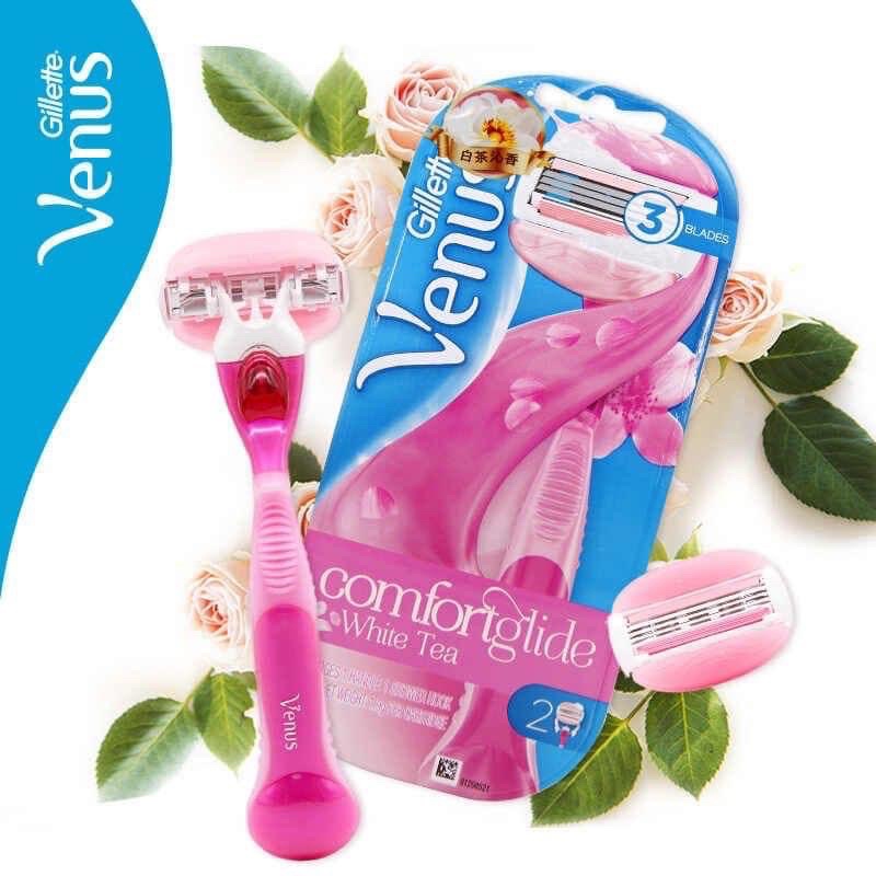 Set 2 cây dao cạo lông đầu thanh bơ Gillette Venus Comfort Glide Comfort White Tea