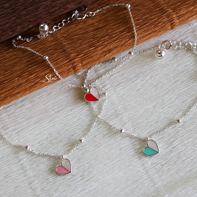 Lắc tay trái tim màu treo bạc 925 Senyda Jewelry LT122