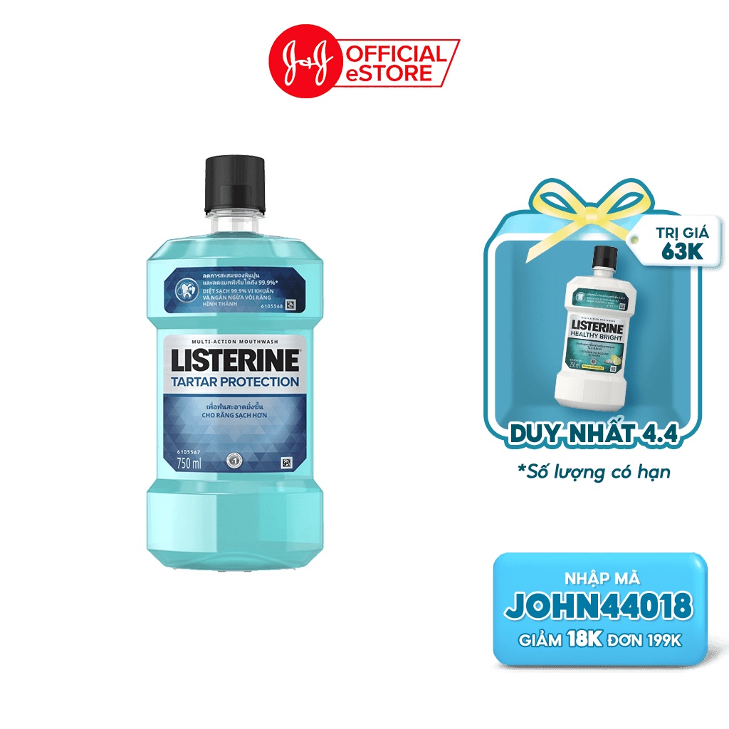 [Mã FMCGMALL -8% đơn 250K] Nước súc miệng ngăn ngừa mảng bám Listerine Tartar Protection 750ml - 100945465