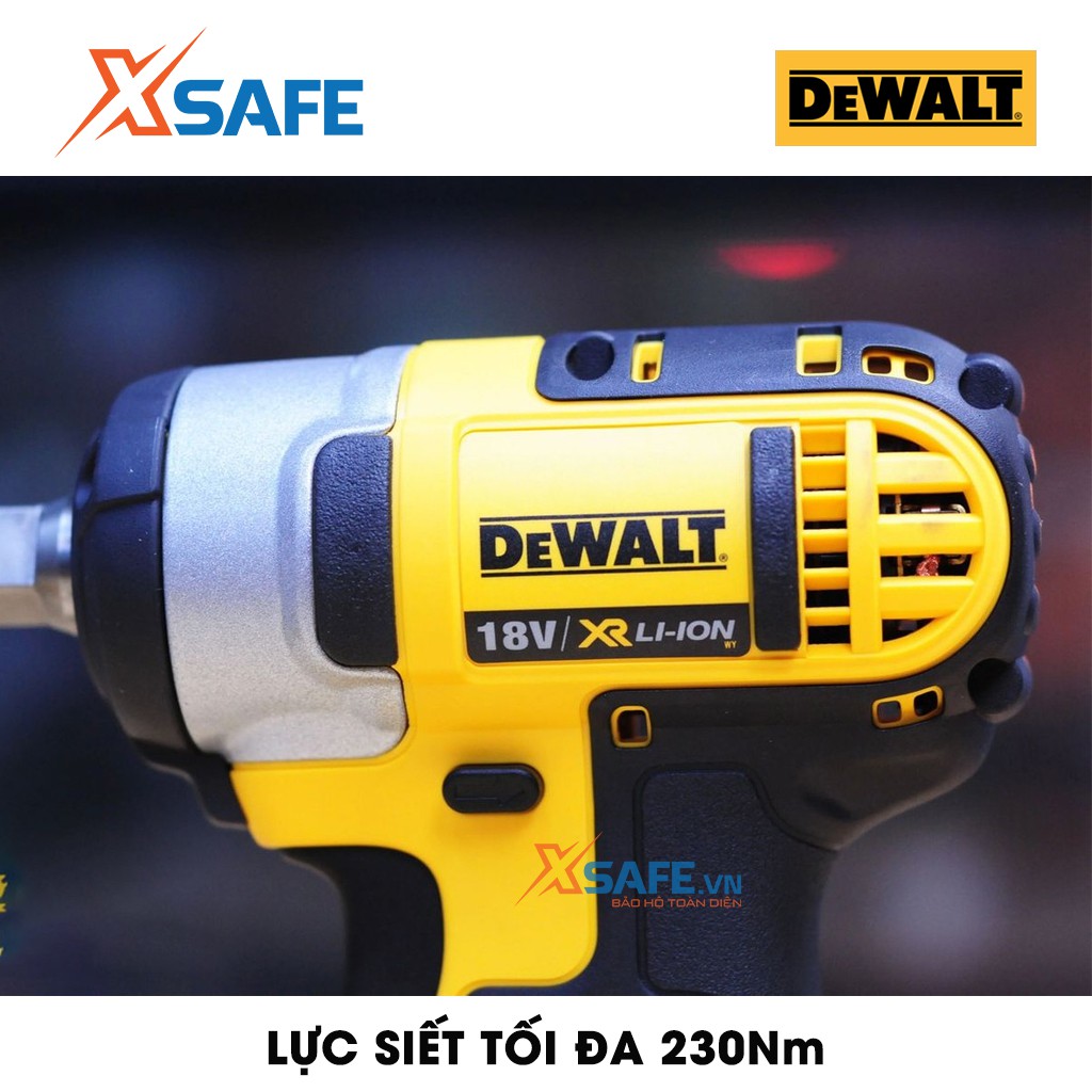 Máy siết bulong cầm tay DEWALT DCF880D2-B1 dùng pin 18V Tặng kèm 2 pin, 1 sạc (BẢO HÀNH MÁY 3 NĂM) - Chính hãng