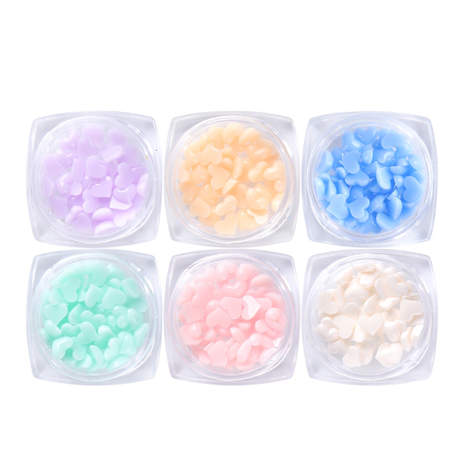 Hộp phụ kiện trang trí móng tay STZPRONAIL hình trái tim 3D màu trắng bằng nhựa resin cao cấp