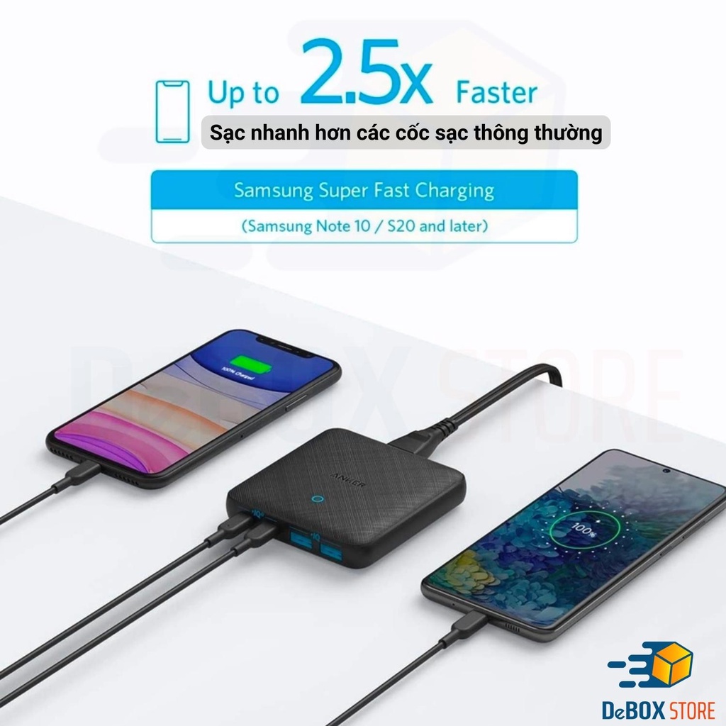 Trạm sạc để bàn ANKER PowerPort Atom III Slim 65W 4 Cổng PIQ3.0 PPS A2046 cho ĐT/Tablet/Laptop BH12