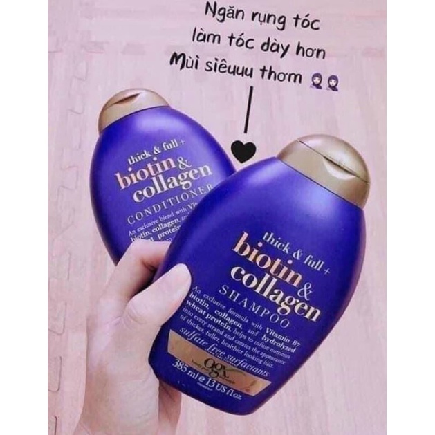Dầu gội, xả Biotin Tím  &amp; Collagen giúp giảm rụng tóc của Mỹ 385ml
