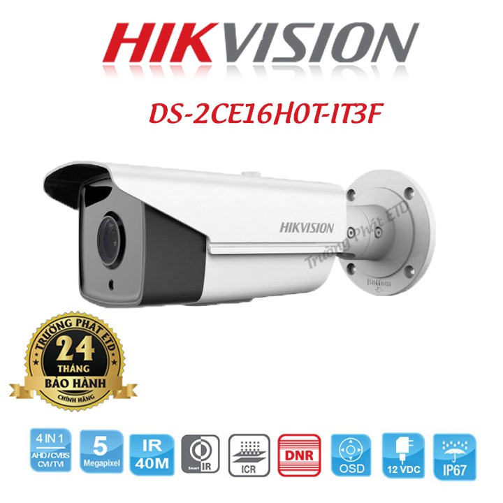 Camera 4 In 1 Hồng Ngoại 5.0 Megapixel HIKVISION DS-2CE16H0T-IT3F - Hàng Chính Hãng