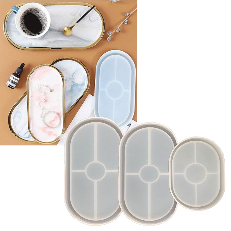 Bộ 3 Khuôn Silicone Hình Oval Dùng Làm Chậu Hoa / Gạt Tàn Thuốc DIY