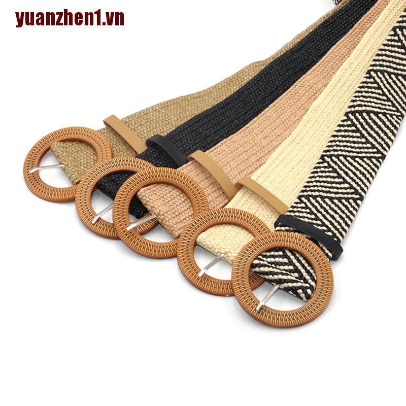 Thắt Lưng Dây Đan Phối Khóa Tròn Phong Cách Boho Cổ Điển Cho Nữ 1 Xịn