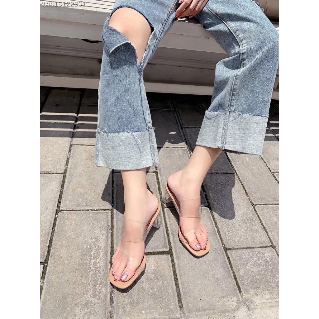 {M628) Sandal Guốc Cao Gót Hai Quai Bản Trong Gót Vuông Cao 6 cm và 9 phân