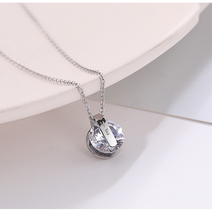 Dây chuyền nữ titan cao cấp hình chữ love kẹp đá tròn nhỏ xinh, siêu đẹp, bền màu, hợp thời trang