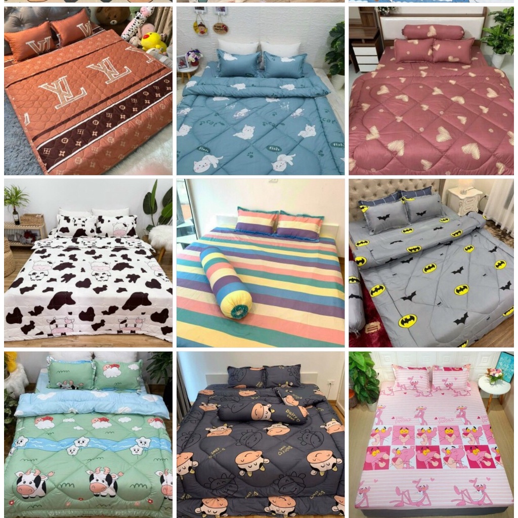 Bộ 3 món ga gối Cotton Poly gồm ga và 2 vỏ gối đầu AMAZING BEDDING cao cấp