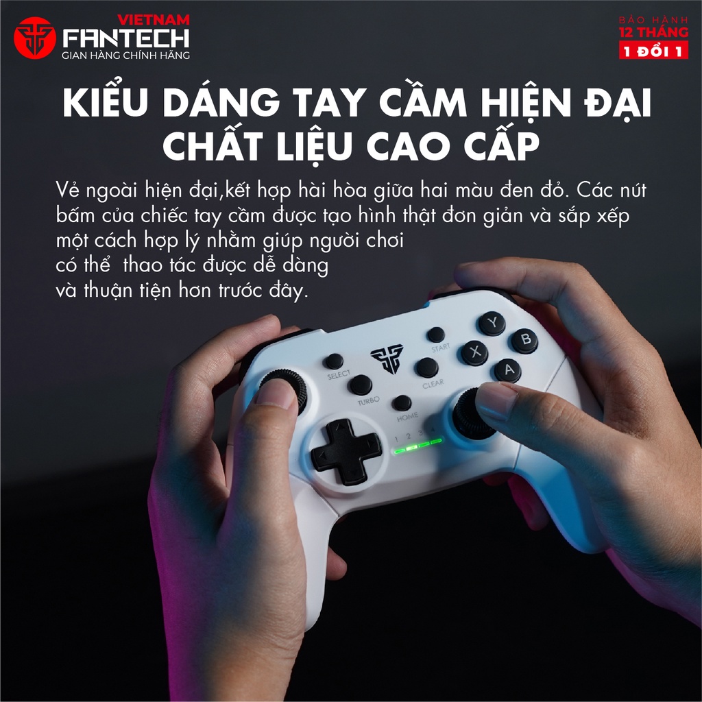 Tay Cầm Chơi Game Không Dây Fantech SHOOTER II WGP13 Dùng Được Cho PC,Console, Smart TV... 4 Chế Độ Từng Thể Loại Game