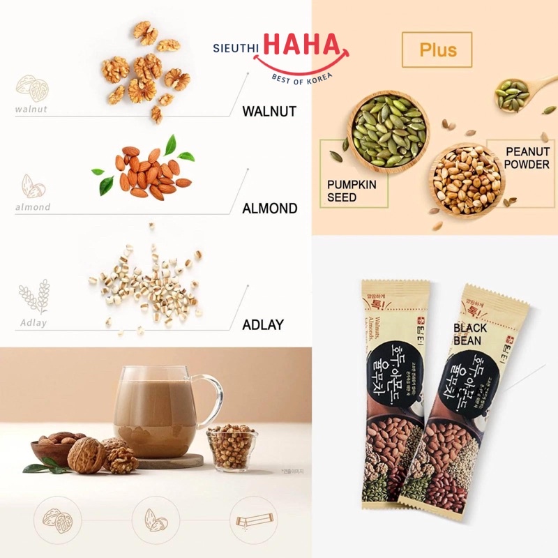 Trà ý dĩ óc chó hạnh nhân Bột ngũ cốc Damtuh Walnuts, Almonds &amp; Job's Tears Tea 270g (18g*15 túi)