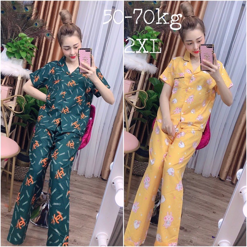 Bộ pijama BIGSIZE dưới 70kg tay ngắn quần dài NoBrand