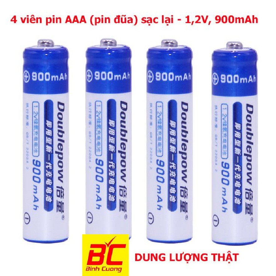 Bộ sạc Doublepow kèm 4 pin tiểu sạc Doublepow AAA 900mAh