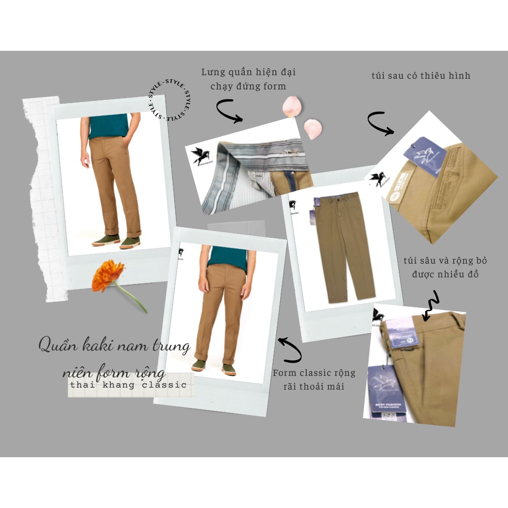 Quần kaki nam big size THÁI KHANG ống suông trên 90kg vải kaki mềm dày đẹp form rộng QKAKI21
