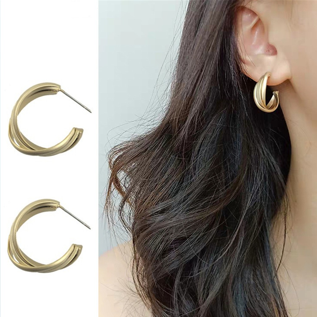 Khuyên Tai Hình Bán Nguyệt Mạ Bạc A761