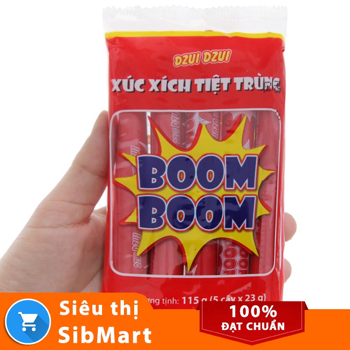 Xúc xích tiệt trùng Boom Boom Vissan 115g (5 cây/gói) - Siêu Thị SibMart - SB0038