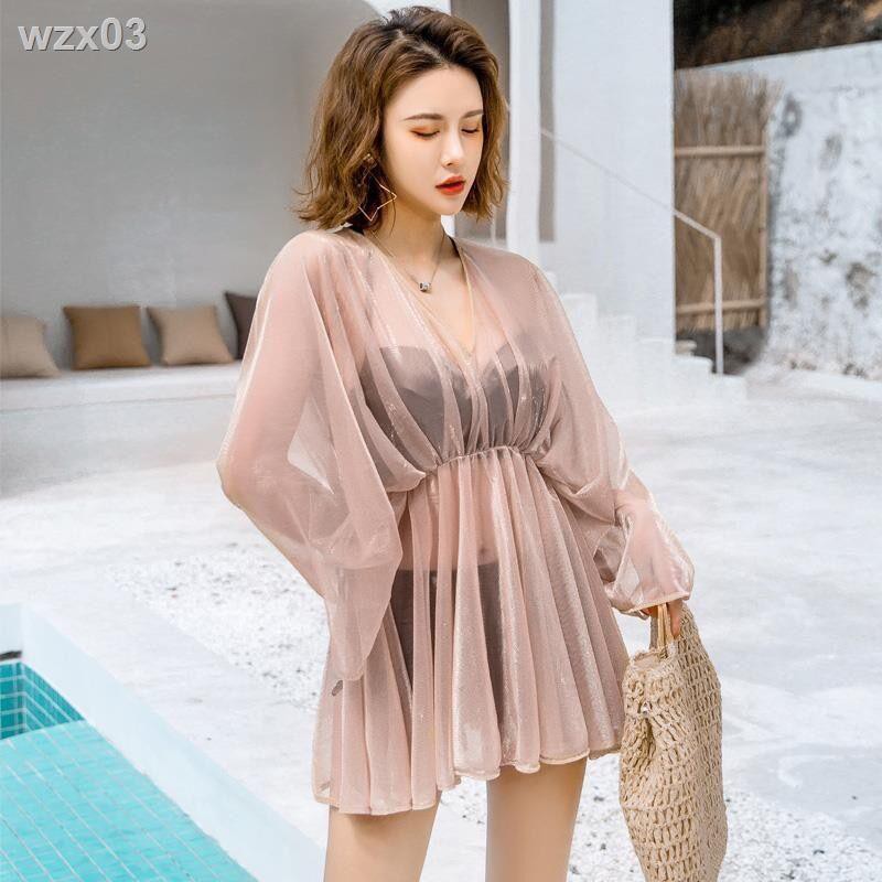 2020 fairy fan splitsuit áo tắm nữ ba mảnh gợi cảm ngực nhỏ giảm béo che bụng sinh viên đồ bơi suối nước nóng | BigBuy360 - bigbuy360.vn