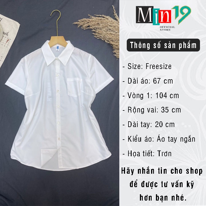 Áo Sơ Mi Nữ Tay Ngắn Công Sở Hàn Quốc Form Rộng Oversize Họa Tiết Trơn Công Sở Đi Học Đi Chơi Màu Trắng Thời Trang
