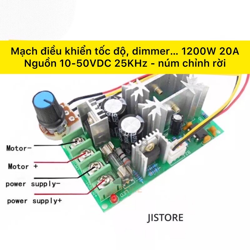 Mạch Điều Khiển Tốc Độ Động Cơ /Dimmer 1200W 20A điện áp DC 12V 24V 48V 60V 25KHz