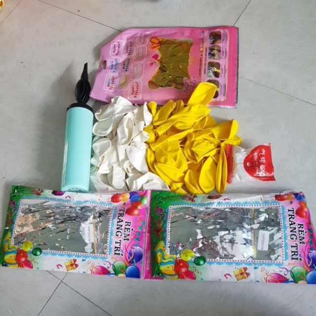 SET2 RÈM KIM TUYẾN 2M CHỮ HAPPYBIRTHDAY VÀ 50 BÓNG NHŨ BƠM KEO