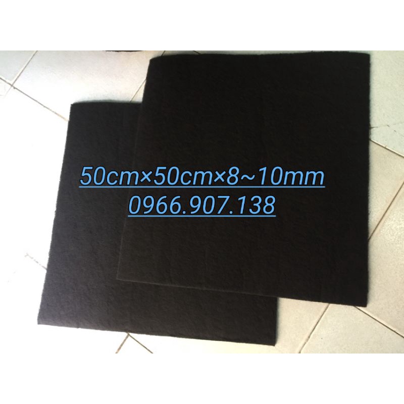 Bông Lọc Khử Mùi 100% Than Hoạt Tính. Tấm Lọc Carbon Khử Mùi Dùng Cho Máy Lọc Không Khí, Máy Hút Mùi Nhà Bếp Dày 10mm