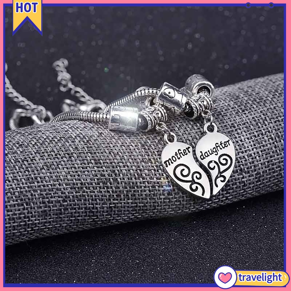 [Travelight] Set 2 Vòng Tay Mặt Hình Trái Tim Ghép Đôi Dành Cho Mẹ Và Con Gái