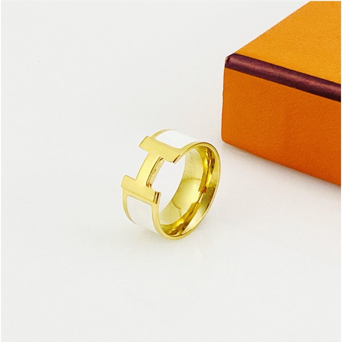 Nhẫn Nam Nữ Unisex Chữ H Titan Ko Đen TT 4432