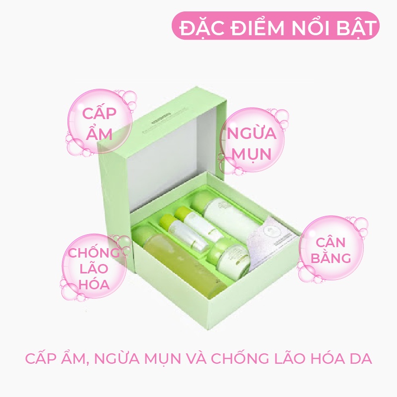 Bộ dưỡng ẩm dưỡng trắng da cấp nước chiết xuất từ tinh chất Lô Hội 3W CLINIC Hàn Quốc