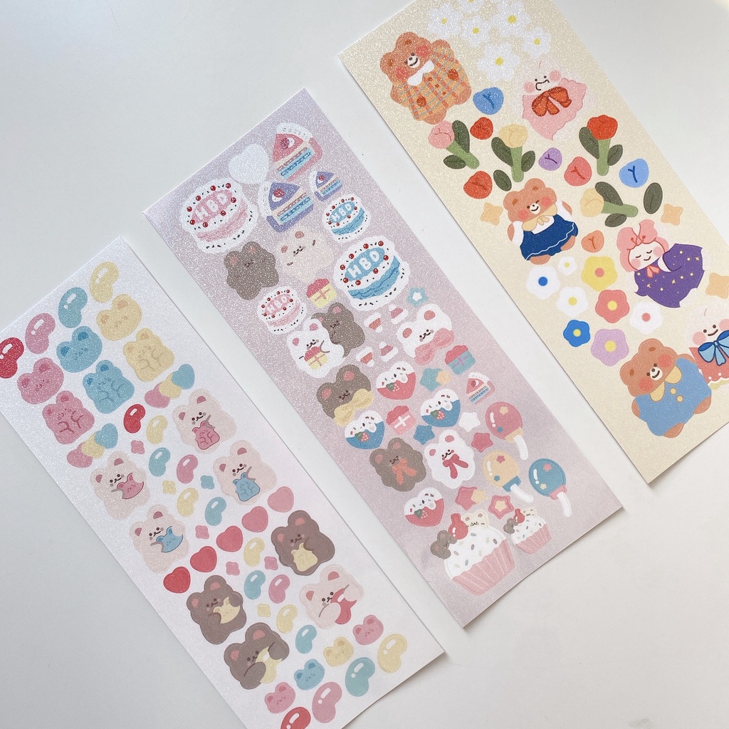 01 Tấm sticker dán decor trang trí lấp lánh hoạt hình nhiều mẫu DTOnline (ngẫu nhiên)