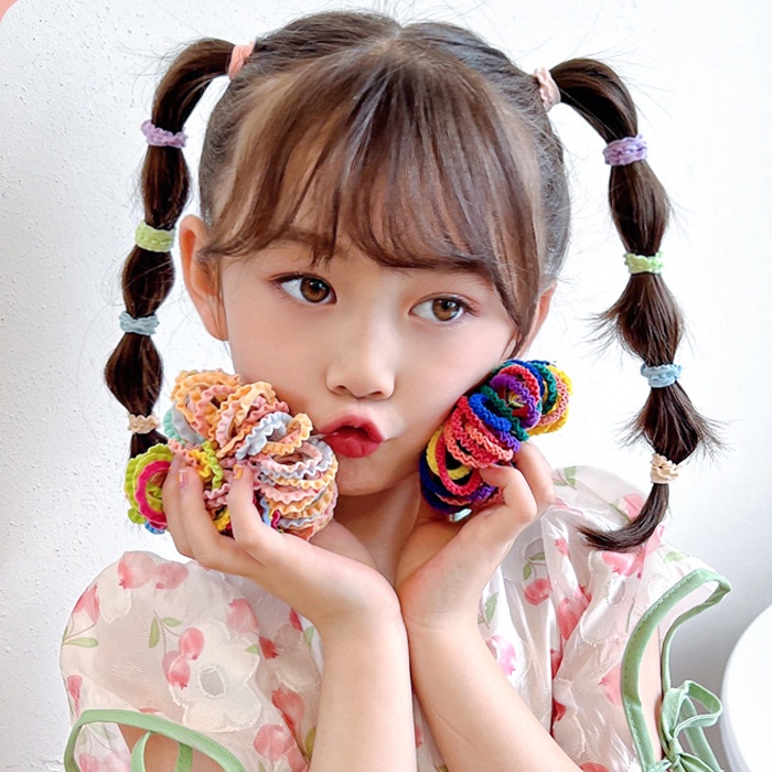 Set 50 Dây Buộc Tóc Cao Su Co Giãn Nhiều Màu Sắc Dễ Thương Cho Bé Gái